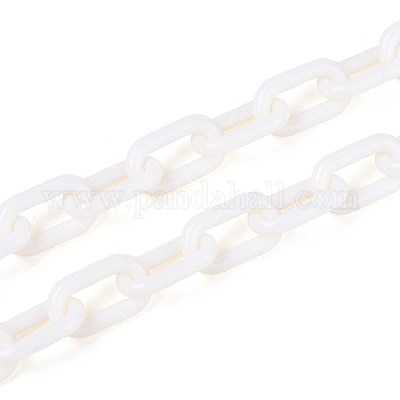 ABSプラスチックアズキチェーン  オーバル  ベージュ  13.5~14x8x2mm  14.9インチ〜15.35インチ（38~39cm）/連&nbsp;KY-E007-02J-1