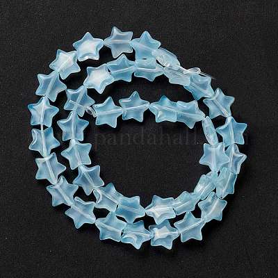 透明なガラスビーズ連  スター  ライトシアン  10x10x4mm  穴：0.8mm  約40個/連  13.39~14.17インチ（34~36cm）&nbsp;GLAA-K057-01M-1