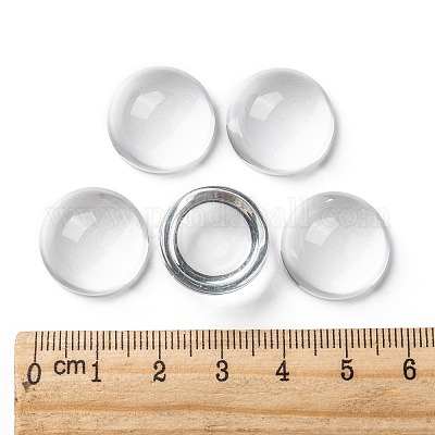 透明な半円形のガラスカボション  透明  18~19x9.5~10.5mm&nbsp;GGLA-R027-18mm-1
