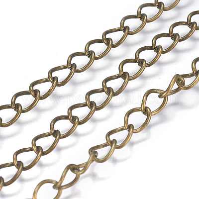 アイアン製ツイストチェーン  溶接されていない  スプールで  オーバル  アンティークブロンズ  8x6x1mm  約164.04フィート（50m）/ロール&nbsp;CH-1.0DK-AB-1