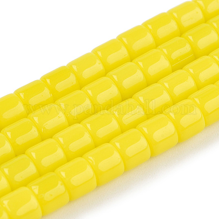 オペークソリッドガラスビーズ連売り  コラム  きいろ  5~5.5x4~4.5mm  穴：1.4mm  約95~99個/連  15.28インチ〜39.3インチ（38.8~39.3cm）&nbsp;X-GLAA-N047-09-F03-1