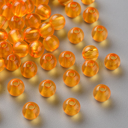 透明なアクリルビーズ  ラウンド  オレンジ  6x5mm  穴：1.8mm  約4400個/500g&nbsp;MACR-S370-A6mm-724-1