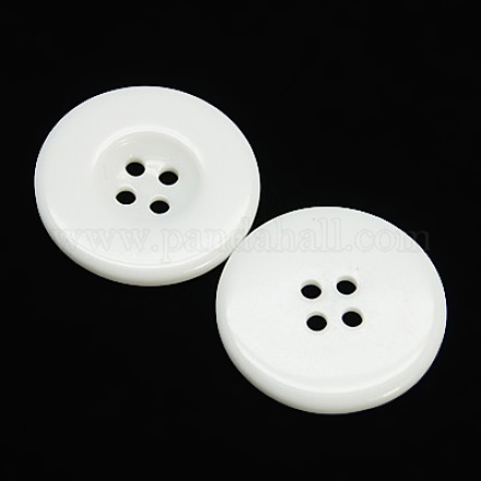 樹脂ボタン  染め  フラットラウンド  ホワイト  20x3mm&nbsp;RESI-D033-20mm-01-1
