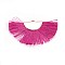 Polyester Tassel Pendant Decorations, Fan Shaped, Golden, Fuchsia, 24.5~28x44~53x3mm, Hole: 3x1.5mm