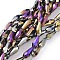 Electroplate Glass Beads Strands, Full Plated, Faceted, Teardrop, Multi-color Plated, 9~10x4mm, Hole: 0.8mm, about 64~66pcs/strand, 60~62cm