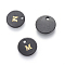 Freshwater Shell Charms, with Gold Blocking Letter, Dyed, Flat Round, Black, Letter.M, 11x1.5mm, Hole: 1.5mm