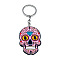 Plastic Pendant Keychain, with Iron Key Rings, Skull, Pearl Pink, Pendant: 5.7x4cm