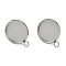 Non-Tarnish 304 Stainless Steel Stud Earring Finding, Flat Round, Stainless Steel Color, 16.5x13.5x0.5mm, Hole: 2mm