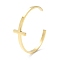 304 Stainless Steel Cuff Bangles, Golden, Cross, Inner Diameter: 2-3/8 inch(6cm)