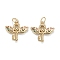 Brass Enamel Pendants, with Jump Ring, Long-Lasting Plated, Lead Free & Nickel Free & Cadmium Free, Key, Real 18K Gold Plated, 16x17x3mm, Jump Ring: 5x1mm, 2.5mm Inner Diameter
