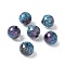 Two Tone Transparent Acrylic Beads, Hand Painted Beads, Round, with Glitter Powder & Enamel, Steel Blue, 15x14mm, Hole: 3mm