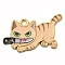 Printed Alloy Pendants, with Enamel, Golden, Cadmium Free & Nickel Free & Lead Free, Cat with Knife Shape Charms, Navajo White, 17x29x1.5mm, Hole: 2mm