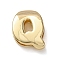 Brass Beads, Long-Lasting Plated, Rack Plating, Lead Free & Cadmium Free, Real 18K Gold Plated, Letter Q, 20x15.5x7mm, Hole: 18x4mm