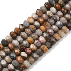 Natural Gobi Agate Beads Strands, Faceted, Rondelle, 8x5mm, Hole: 1mm, about 72pcs/strand, 14.96 inch(38cm)