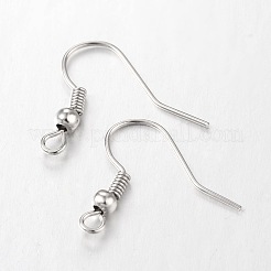 アイアン製ピアスフック  水平ループ付き  プラチナ  17~19x18mm  穴：2mm  ピン：0.6mm&nbsp;X-E135
