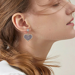 50個10色亜鉛合金ペンダント  ラインストーン付き  ハートチャーム  ミックスカラー  13x15x2mm  穴：1.6mm  5個/カラー&nbsp;FIND-SC0020-63