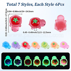 42Pcs 7 Colors Luminous Resin Tortoise with Fruit Display Decorations&nbsp;DJEW-SP0001-40