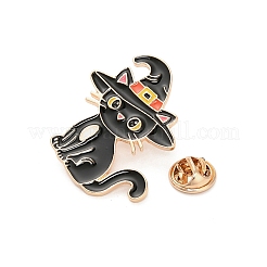 Halloween Theme Cat with Witch Hat Enamel Pins&nbsp;JEWB-H033-06KCG