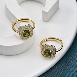 Adjustable Rack Plating Brass Micro Pave Cubic Zirconia Finger Rings for Women&nbsp;RJEW-M028-45G