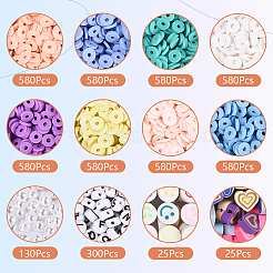 ポリマー粘土とアクリルビーズのブレスレット作りキット  ミックスカラー  6x1mm  穴：2mm&nbsp;DIY-YW0011-41