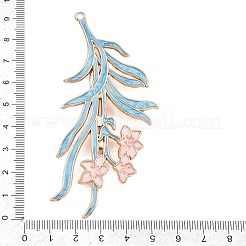 合金エナメルアリゲーターヘアクリップ  花と葉  カン付き  ライトゴールド  88x42x1.5~13mm&nbsp;AL-CBA8479-03KCG