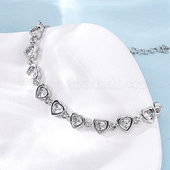 Brass Micro Pave Clear Cubic Zirconia Link Bracelets for Women&nbsp;BJEW-D342-02P