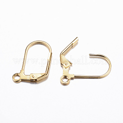 304ステンレススチールイヤリング  フレンチフックピアスパーツ  カン付き  ゴールドカラー  18x12x1.5mm  穴：2mm  ピン：0.8mm&nbsp;X-STAS-P166-11G