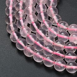 天然石ローズクォーツビーズ連売り  ラウンド  8~8.5mm  穴：0.7mm  約45個/連  15.04''（38.2センチメートル）&nbsp;G-G305-A04-8mm
