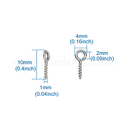 304ステンレススチールスクリューアイピンペグベイル  片穴パーツ用  ステンレス鋼色  10x4x1mm  穴：2mm&nbsp;STAS-TA0002-11P