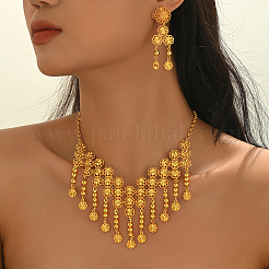 Alloy Hollow Flower Tassels Stud Dangle Earrings & Necklaces Sets for Women&nbsp;IF2968