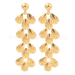 女性用304ステンレススチールタッセルスタッドピアス  花  ゴールドカラー  80x22.5mm&nbsp;EJEW-Z065-08G