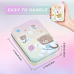 4種類のスタイルのブリキ製収納ボックス4個  アクセサリー箱  DIYキャンドル用  乾燥貯蔵  スパイス  お茶  キャンディ  パーティーの好意  混合模様の長方形  ミックスカラー  9.5x6.9x2.55cm  インナーサイズ：8.8x6.15センチメートル  1個/スタイル&nbsp;CON-CN0001-02