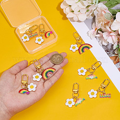 8個 4スタイルの花と虹の合金エナメルペンダント装飾  合金製カニカン付き  ミックスカラー  57~60mm  2個/スタイル&nbsp;HJEW-GO00112