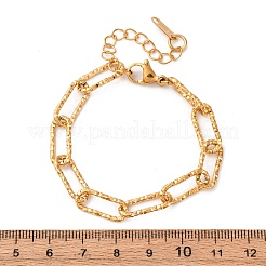 304ステンレススチールペーパークリップチェーンブレスレット、女性用、男性用  イオンプレーティング（ip）  18KGP本金メッキ  6-1/4インチ（16cm）&nbsp;BJEW-A048-01G