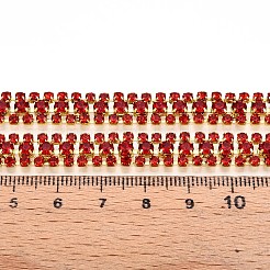鉄ラインストーンカップチェーン  スプールで  ゴールドカラー  ファイヤーブリック  8.5x3mm  約14.99フィート（4.57m）/ロール&nbsp;CH-T006-04G-10