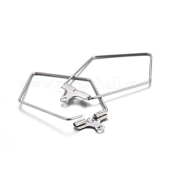 変色しにくい304ステンレススチールペンダント  フープピアスパーツ  菱形  ステンレス鋼色  21ゲージ  35x22x1.8mm  穴：1mm  インナーサイズ：28x21mm  ピン：0.7mm&nbsp;STAS-F191-06P