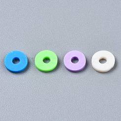 手作り樹脂粘土ビーズ  ヒシビーズ  ジュエリー工芸用品のDIY用  ディスク/フラットラウンド  フローラルホワイト  6x1mm  穴：2mm  約26000個/1000g&nbsp;CLAY-T019-02B-46
