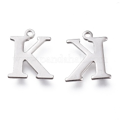 変色しにくい304ステンレススチールチャーム  レーザー切断  アルファベット  ステンレス鋼色  文字.k  12x10x0.8mm  穴：1mm&nbsp;STAS-H112-K-P