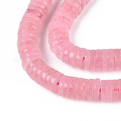 天然石ローズクォーツビーズ連売り  ディスク  ヒシビーズ  6x1~2mm  穴：0.9mm  約233~248個/連  15.16~15.55''（38.5~39.5センチメートル）&nbsp;G-T142-6mm-14