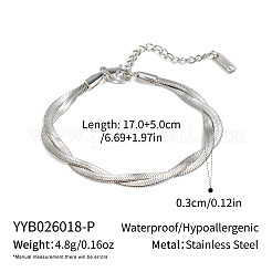 304 Stainless Steel 2-Strand Twisted Flat Snake Chain Bracelets&nbsp;MC1160