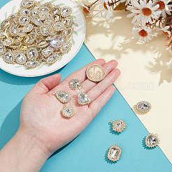 40pcs8スタイルアロイラインストーンペンダント  混合図形  ゴールドカラー  18.5~25x17~20x5~6mm  穴：1.4~1.8mm  5個/スタイル&nbsp;ALRI-NB0001-19G