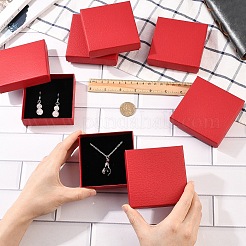 正方形の厚紙製ネックレスボックス6個  内側にベルベットスポンジが入ったジュエリー収納ケース  ネックレス用  サクランボ色  8.8x8.8x2.65cm&nbsp;CBOX-YW0001-05B