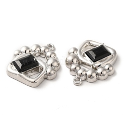 合金ペンダント  ガラスと  プラチナ  鉛フリー＆カドミウムフリー  バッグチャーム  ブラック  22x20x4.5mm  穴：1.5mm&nbsp;PALLOY-K001-082P-01