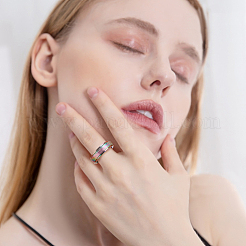 6Pcs 6 Colors Textured Stainless Steel Rotating Finger Rings Set&nbsp;RJEW-AN0001-08