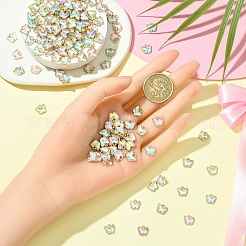 ラックメッキ合金ガラスチャーム20個  蝶  ゴールドカラー  スミレ  9x9.5x3.5mm  穴：1mm&nbsp;FIND-YW0008-64A