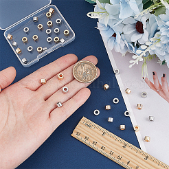 40個2色真鍮ビーズ  コラム  ニッケルフリー  本物の金メッキと本物のプラチナメッキ  6x4mm  穴：2.5mm  20個/カラー&nbsp;KK-BC0009-37