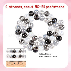 4 Strands Electroplate Glass Bead Strands&nbsp;GLAA-PA0001-09B