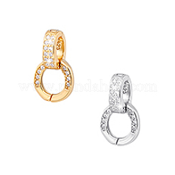 2Pcs 2 Colors S925 Sterling Silver Micro Pave Clear Clear Cubic Zirconia Twister Clasps&nbsp;STER-PH0003-57