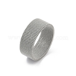 201 ステンレススチール指輪  ユニセックスのワイドバンドリング  ステンレス鋼色  10mm  内径：23mm&nbsp;RJEW-H242-01E-P