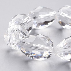ガラスビーズ連売り  多面カット  ドロップ  透明  28x17~18mm  穴：2mm  8個/連  8インチ（21cm）&nbsp;EGLA-J139-NA01